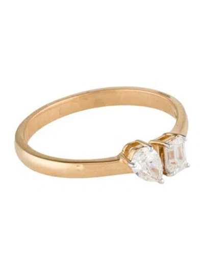 Pre-owned Ring 18k Diamond Toi Et Moi Cocktail  In Multi