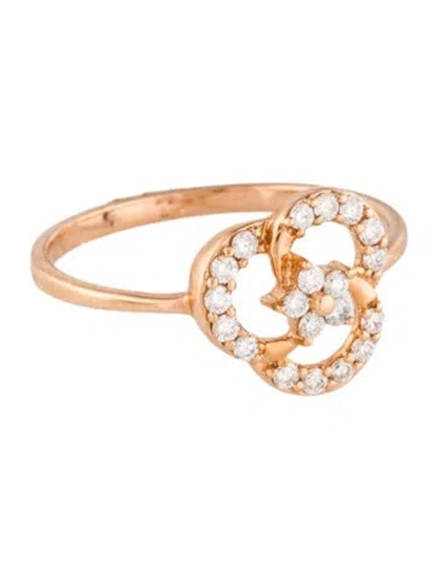 Pre-owned Ring 18k Diamond Trinity Flower Cocktail  In Multi