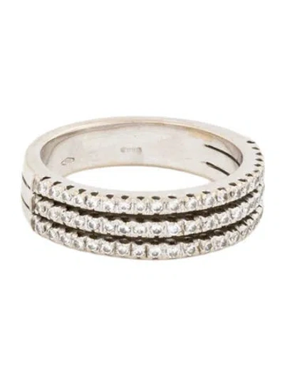 Pre-owned Ring 18k Diamond Triple Row Band  In Multi