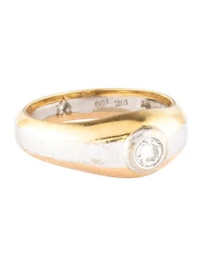 Pre-owned Ring 18k Diamond Two-tone  In Multi