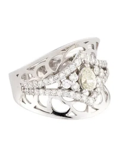 Pre-owned Ring 18k Diamond Wide Band In Multi