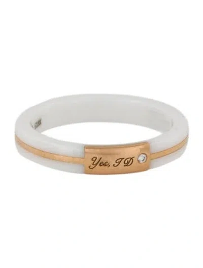 Pre-owned Ring 18k Diamond "yes, I Do" Band  In White