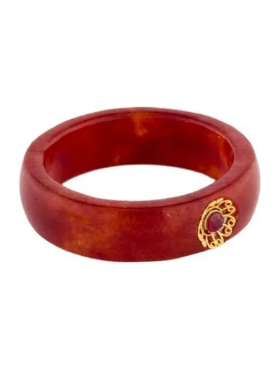 Pre-owned Ring 18k Dyed Jadeite & Ruby Band In Multi