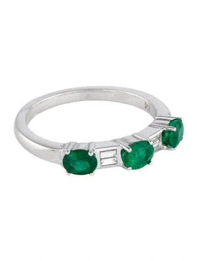 Pre-owned Ring 18k Emerald & Diamond Band  In Multicolor