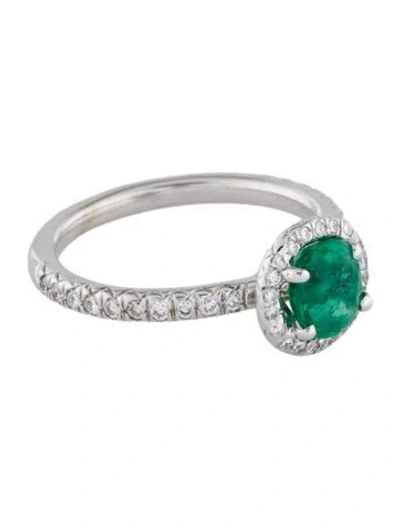 Pre-owned Ring 18k Emerald & Diamond Cocktail  In Multi