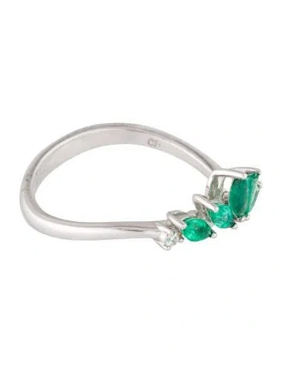 Pre-owned Ring 18k Emerald & Diamond Cocktail  In Multicolor