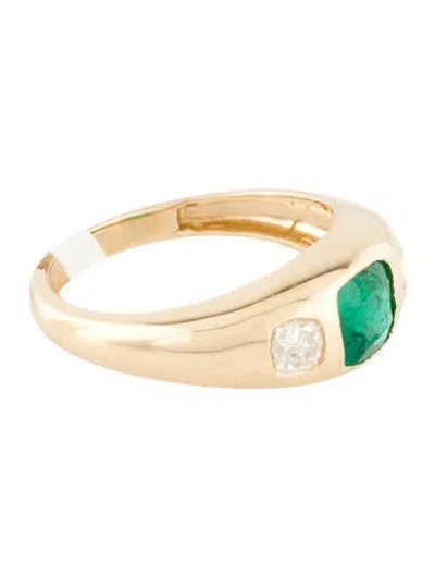 Pre-owned Ring 18k Emerald & Diamond  In Multi