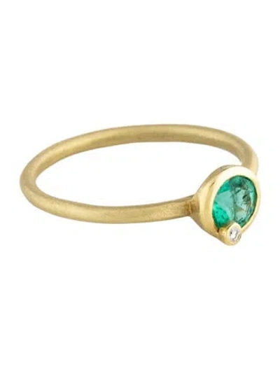 Pre-owned Ring 18k Emerald & Diamond  In Multicolor