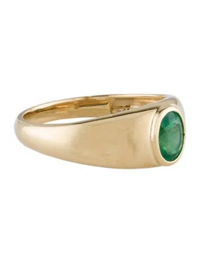 Pre-owned Ring 18k Emerald Band  In Multi