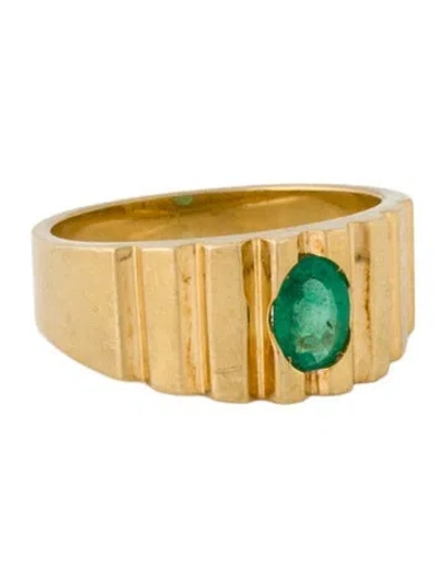 Pre-owned Ring 18k Emerald Band  In Multi