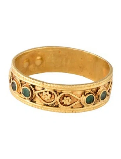 Pre-owned Ring 18k Emerald Filigree Band In Multicolor
