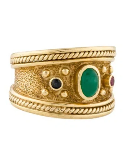 Pre-owned Ring 18k Emerald, Sapphire & Ruby  In Multicolor