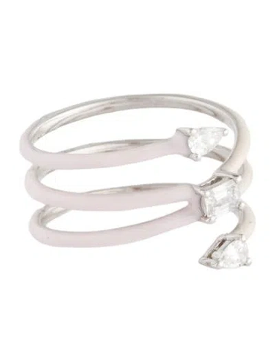 Pre-owned Ring 18k Enamel & Diamond Band In Multi
