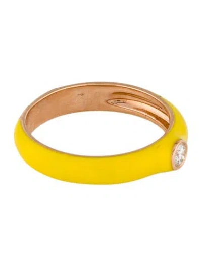 Pre-owned Ring 18k Enamel & Diamond Band In Yellow