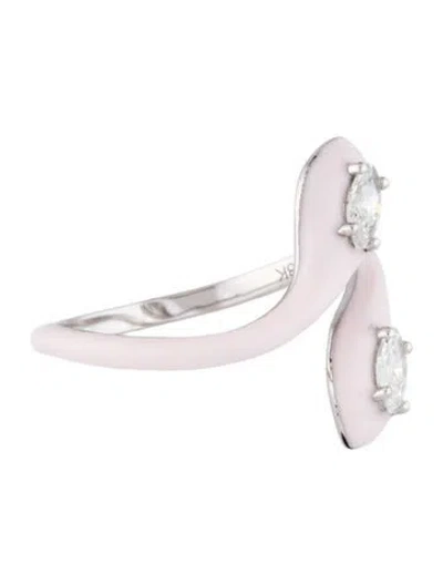 Pre-owned Ring 18k Enamel & Diamond Snake  In Pink