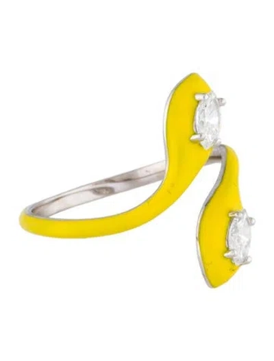 Pre-owned Ring 18k Enamel & Diamond Snake  In Yellow