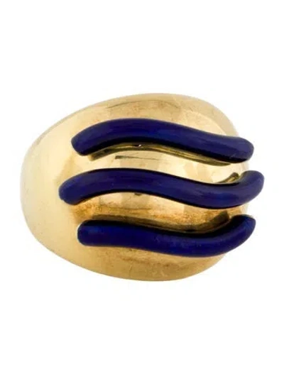 Pre-owned Ring 18k Enamel Dome  In Multi