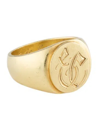 Pre-owned Ring 18k Engraved "ec" Signet  In Multicolor