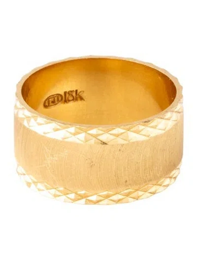 Pre-owned Ring 18k Faceted Edged Band In Multicolor