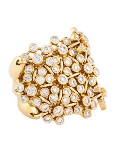Pre-owned Ring 18k Flexible Floral Diamond Band In Multicolor