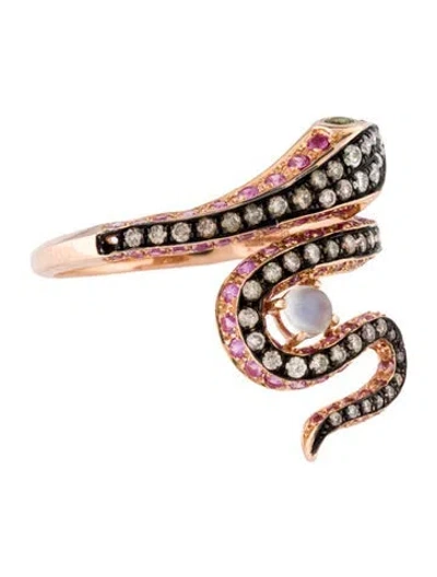 Pre-owned Ring 18k Gemstone Serpent Cocktail  In Multi