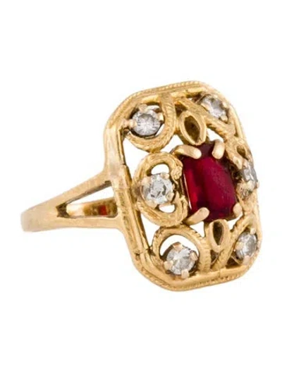 Pre-owned Ring 18k Glass & Diamond Cocktail  In Multi