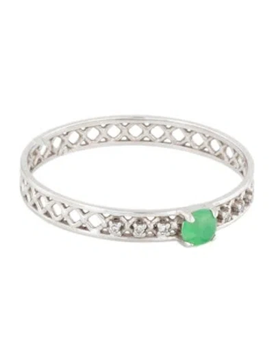 Pre-owned Ring 18k Jadeite & Diamond Band In Multicolor