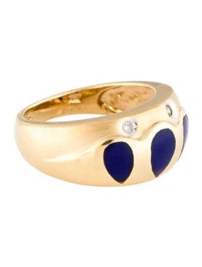 Pre-owned Ring 18k Lapis Lazuli & Diamond Cocktail  In Multi