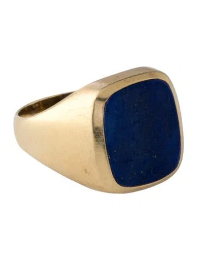 Pre-owned Ring 18k Lapis Lazuli Signet  In Blue