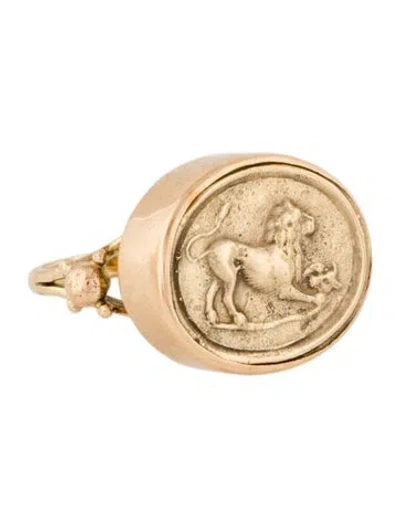 Pre-owned Ring 18k Lion Signet  In Multi