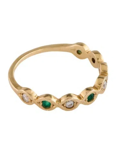 Pre-owned Ring 18k Moissanite & Emerald Band In Multi