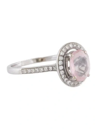 Pre-owned Ring 18k Morganite & Diamond Cocktail  In Multi