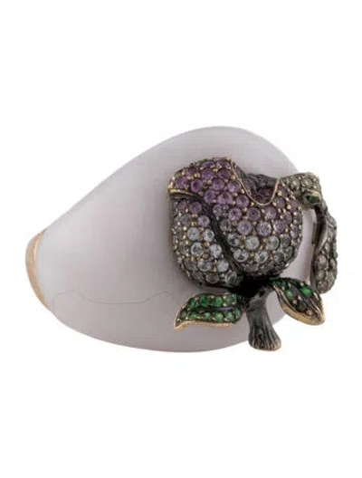 Pre-owned Ring 18k Multistone & Diamond Adam & Eve Dome