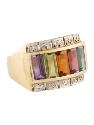 Pre-owned Ring 18k Multistone & Diamond Cocktail