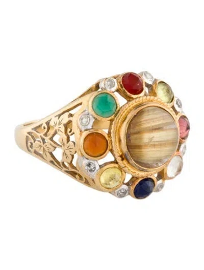 Pre-owned Ring 18k Multistone & Diamond Cocktail