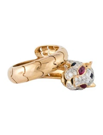 Pre-owned Ring 18k Multistone & Diamond Panther Band  In Multicolor