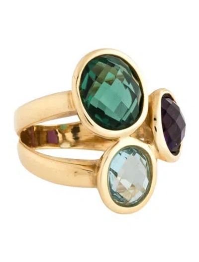 Pre-owned Ring 18k Multistone Cocktail  In Multicolor