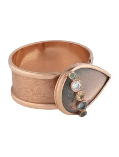 Pre-owned Ring 18k Multistone Cocktail  In Multicolor