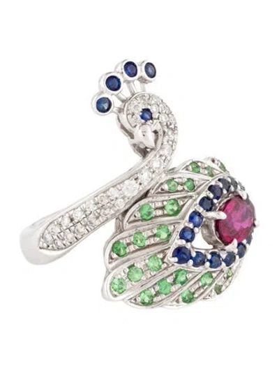 Pre-owned Ring 18k Multistone Peacock Cocktail