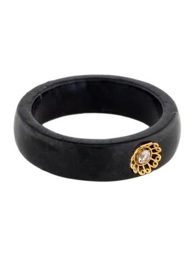 Pre-owned Ring 18k Nephrite & Diamond Band In Multi