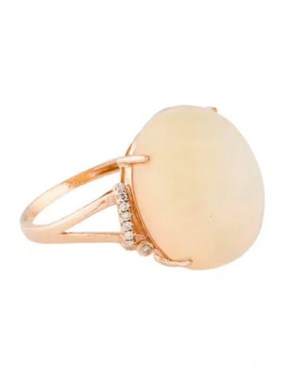 Pre-owned Ring 18k Opal & Diamond Cocktail  In Multi