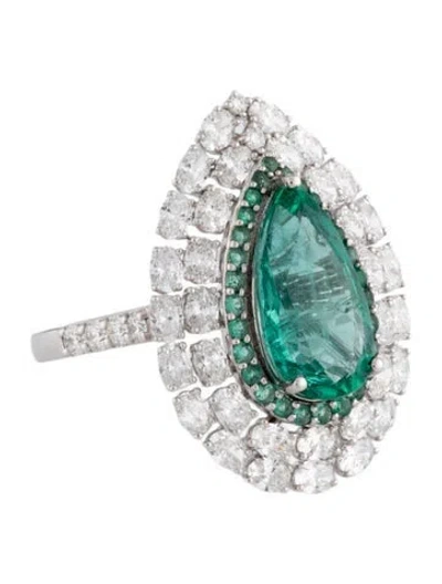 Pre-owned Ring 18k Oval & Diamond  In Multicolor