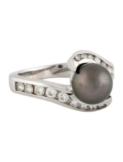 Pre-owned Ring 18k Pearl & Diamond  In Multi