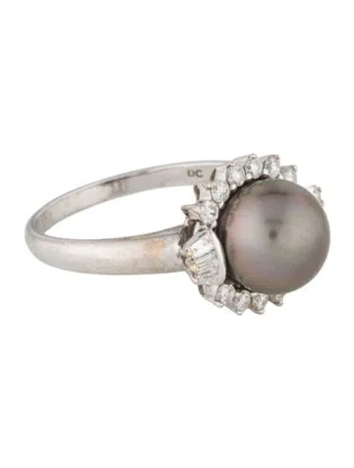 Pre-owned Ring 18k Pearl And Diamond  In Multi