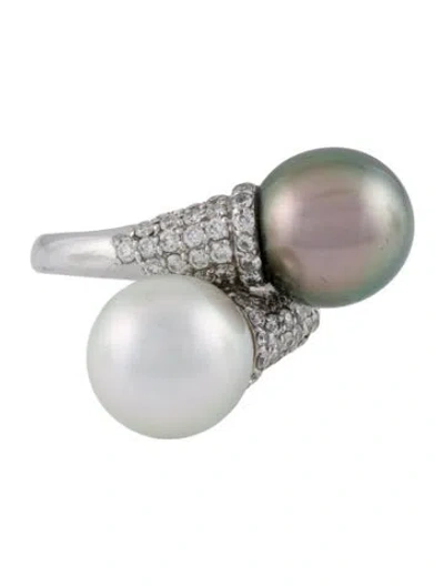 Pre-owned Ring 18k Pearl & Diamond  In Multi