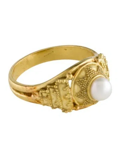 Pre-owned Ring 18k Pearl Cocktail  In Multi