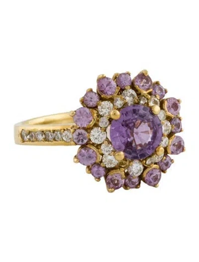 Pre-owned Ring 18k Pink Sapphire & Diamond Cocktail  In Multi