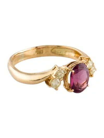 Pre-owned Ring 18k Rhodolite & Diamond  In Multi