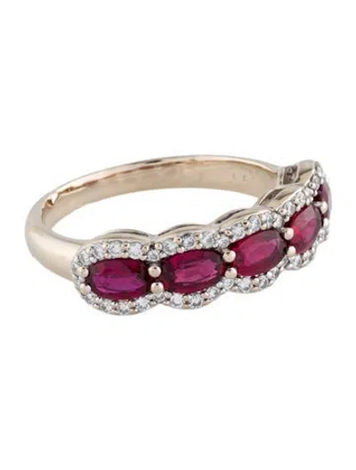 Pre-owned Ring 18k Ruby & Diamond Band In Multi