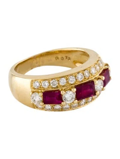 Pre-owned Ring 18k Ruby & Diamond Band In Multi